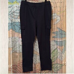 Belle Gray by Lisa Rinna Cargo Pocket Leggings Pants, Ankle Zipper, Black, Large